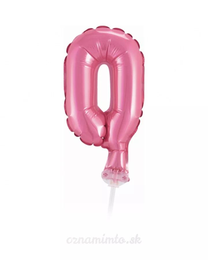 Zápich do torty balón číslo 0 svetlo ružový 13 cm