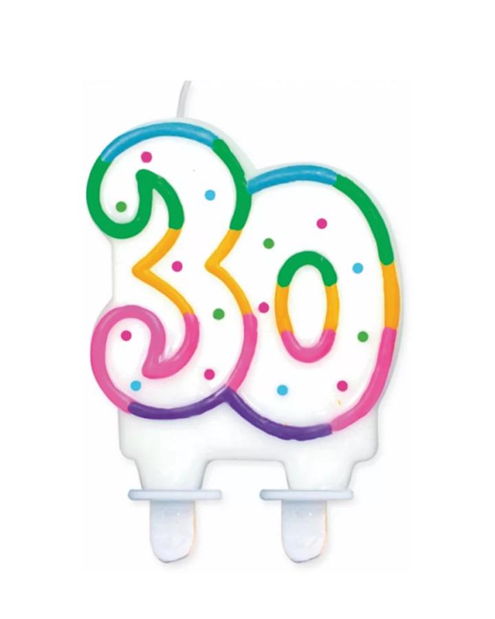 Tortová sviečka 30 dúhová