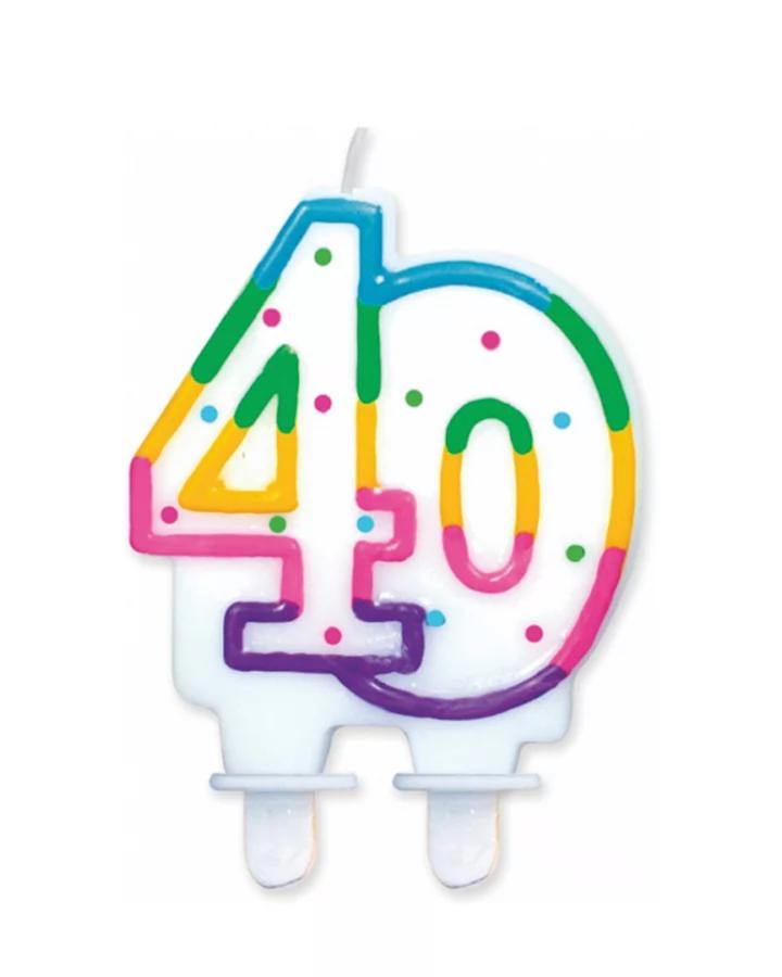 Tortová sviečka 40 dúhová