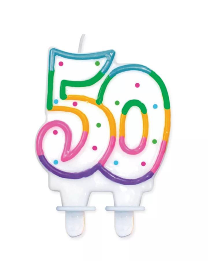 Tortová sviečka 50 dúhová