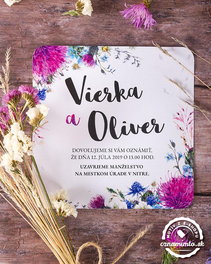 Svadobné oznámenia pestré Poľné kvety