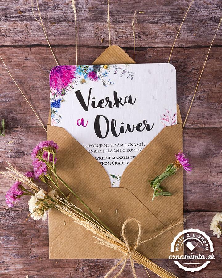 Svadobné oznámenia pestré Poľné kvety 3/8