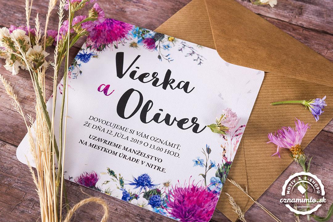 Svadobné oznámenia pestré Poľné kvety 7/8