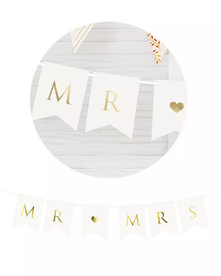 Banner Mr & Mrs - bielo zlatý