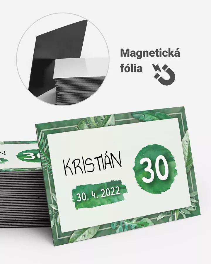 Pamätné magnetky z oslavy obdĺžnik - Greenery
