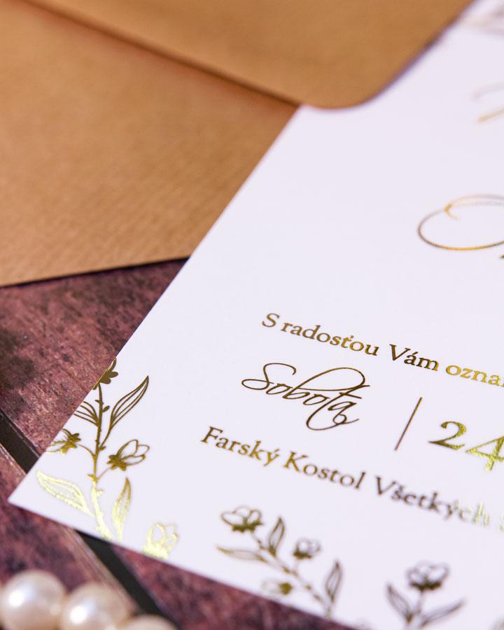 Metalické svadobné oznámenia - Elegantný motív 02 1/4