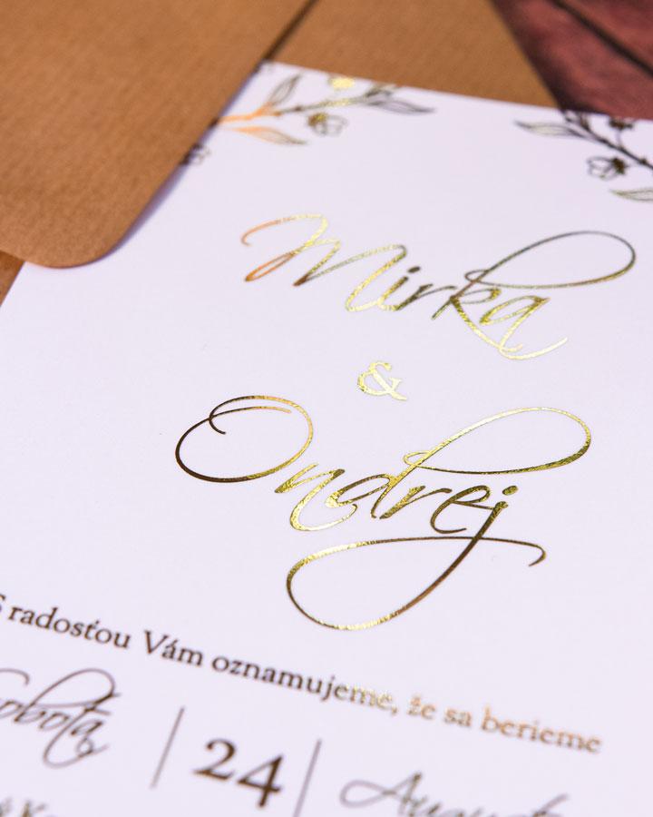 Metalické svadobné oznámenia - Elegantný motív 02 2/4