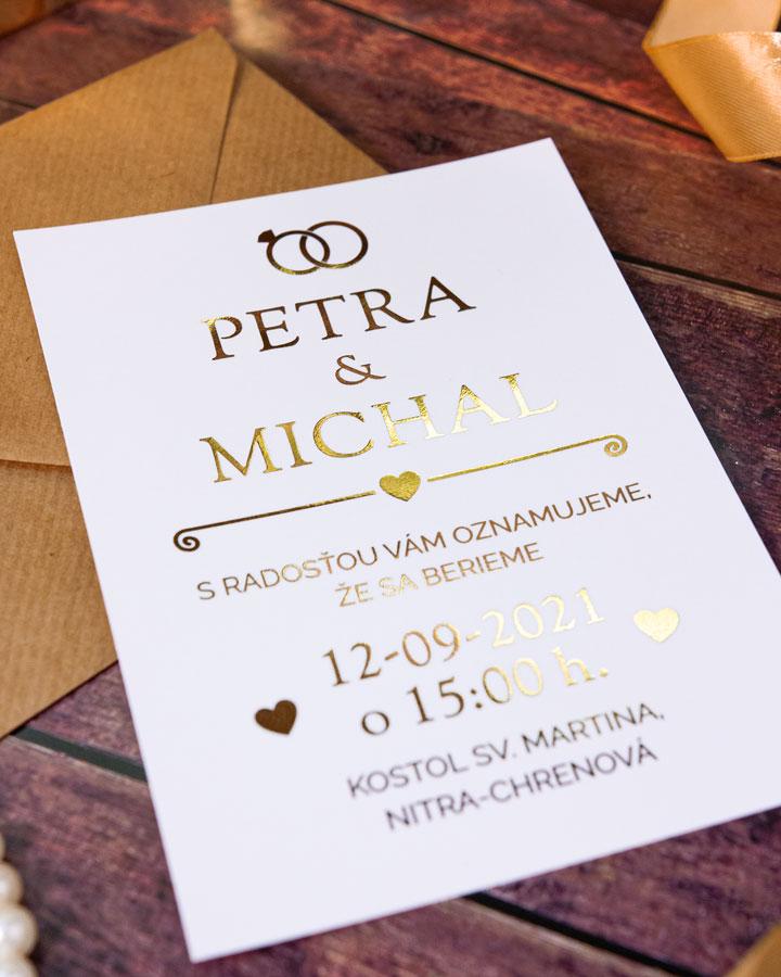 Metalické svadobné oznámenia - Elegantný motív 03 2/5