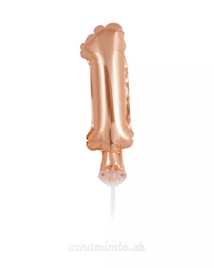 Zápich do torty balón číslo 1 ružovo zlatý 13 cm