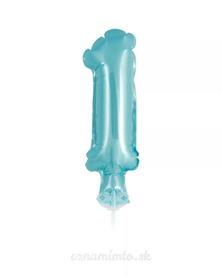 Zápich do torty balón číslo 1 svetlo modrý 13 cm