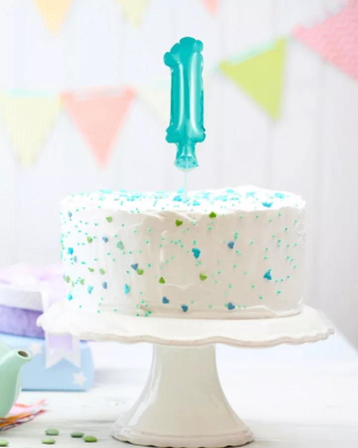 Zápich do torty balón číslo 1 svetlo modrý 13 cm 1/2