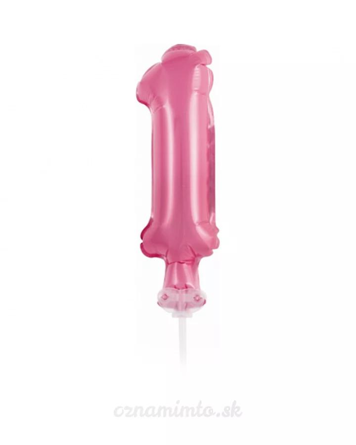 Zápich do torty balón číslo 1 svetlo ružový 13 cm