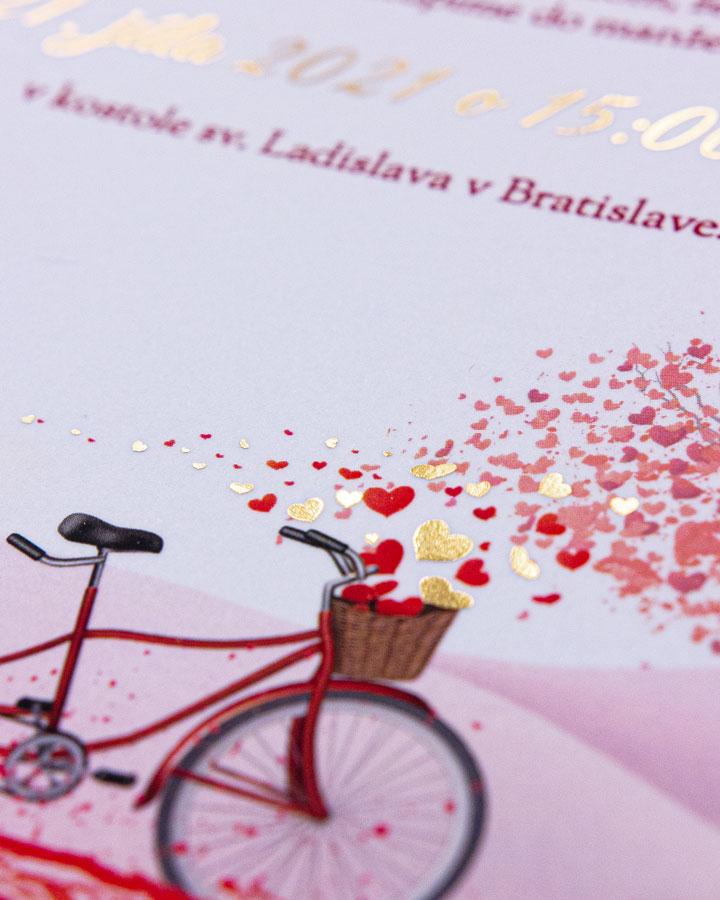 Metalické svadobné oznámenia - Svadobný bicykel 2/3