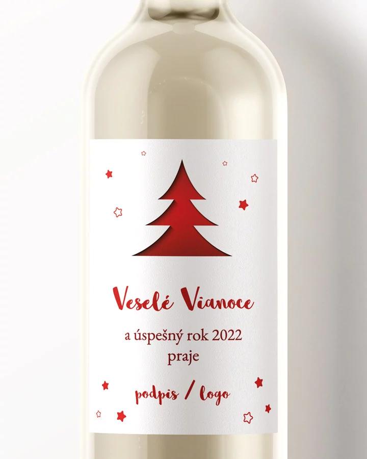 Vianočná etiketa na víno / pálenku - motív 21 (biela)