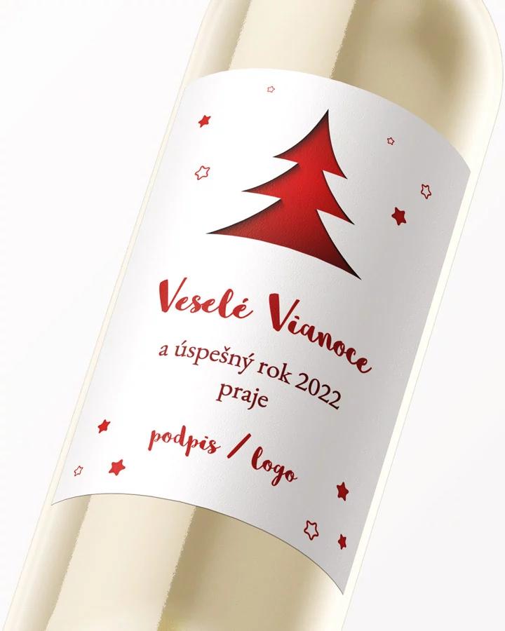 Vianočná etiketa na víno / pálenku - motív 21 (biela) 2/3