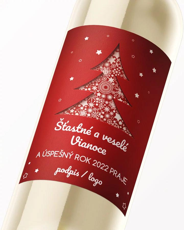 Vianočná etiketa na víno / pálenku - motív 21 (červená) 2/3