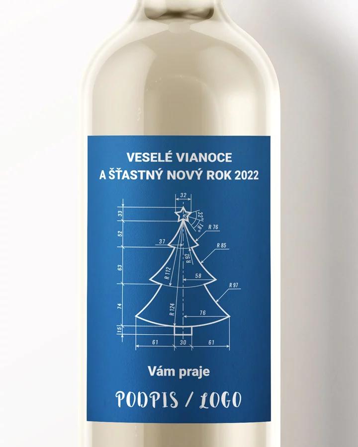 Vianočná etiketa na víno / pálenku - motív 23 (modrá)