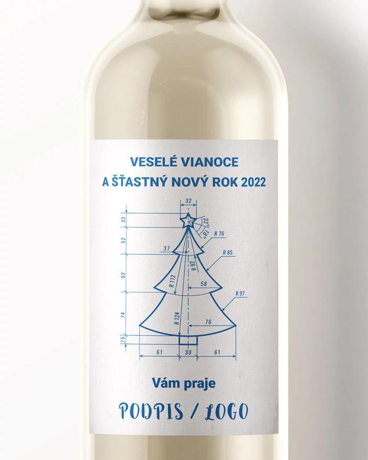 Vianočná etiketa na víno / pálenku - motív 23 (biela)