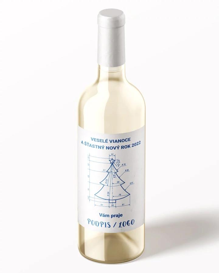 Vianočná etiketa na víno / pálenku - motív 23 (biela) 1/3