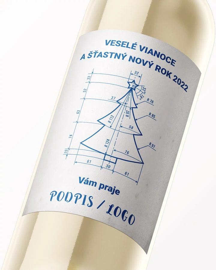 Vianočná etiketa na víno / pálenku - motív 23 (biela) 2/3