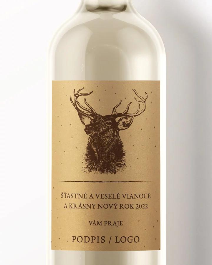 Vianočná etiketa na víno / pálenku - motív 26 (tmavá)