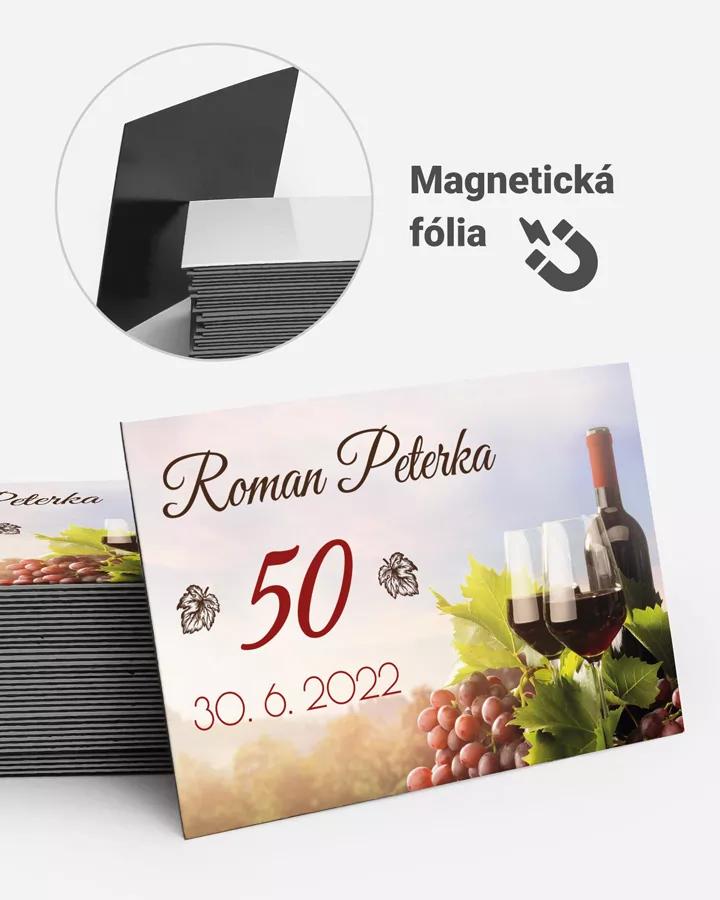 Pamätné magnetky z oslavy obdĺžnik - Hrozno s vínom