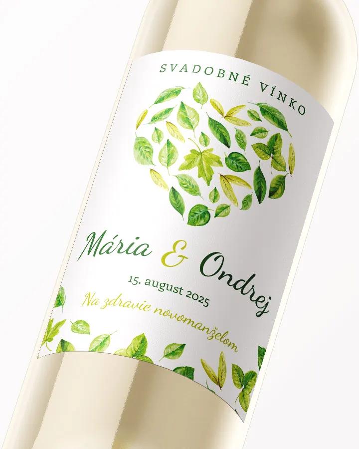 Svadobné etikety na víno / pálenku Svieže listy 02 2/3