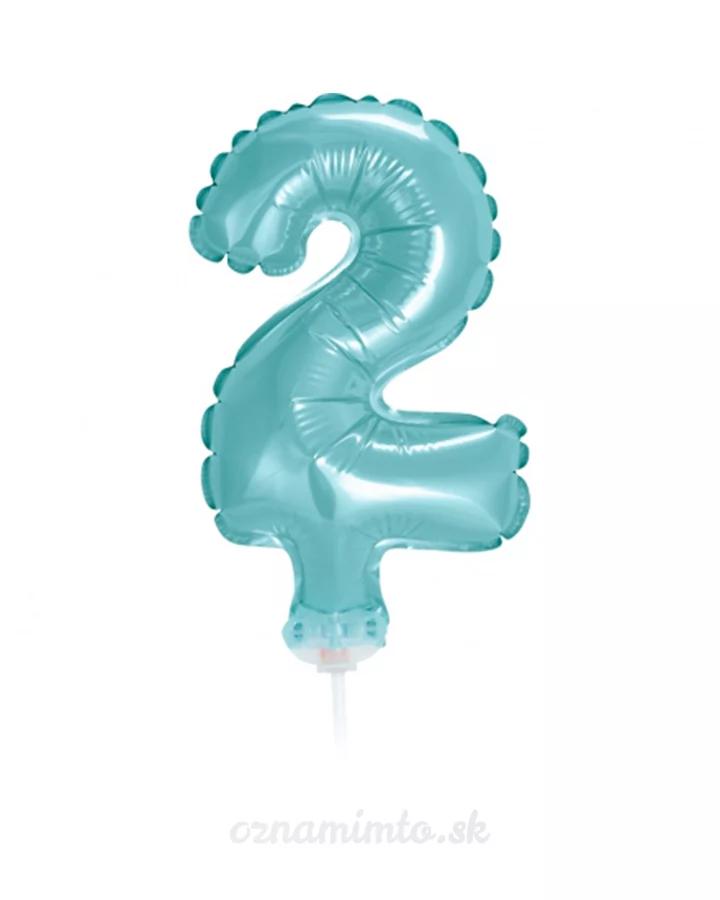 Zápich do torty balón číslo 2 svetlo modrý 13 cm