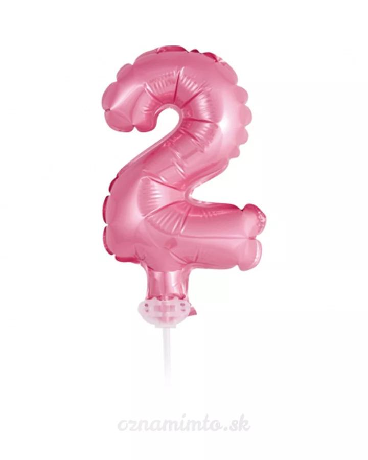Zápich do torty balón číslo 2 svetlo ružový 13 cm