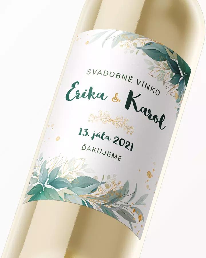 Svadobné etikety na víno / pálenku s motívom Greenery 02 2/3