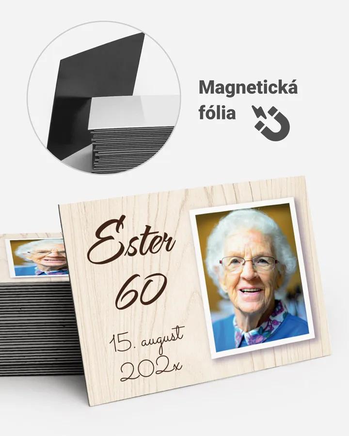 Pamätné magnetky z oslavy s fotkou - Svetlé drevo