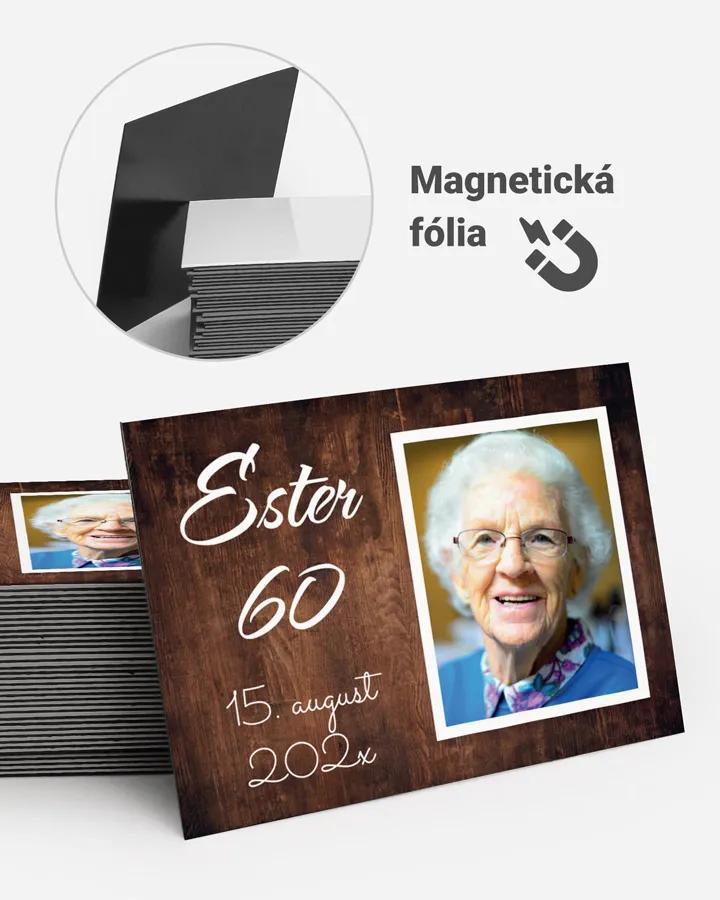 Pamätné magnetky z oslavy s fotkou - Tmavé drevo