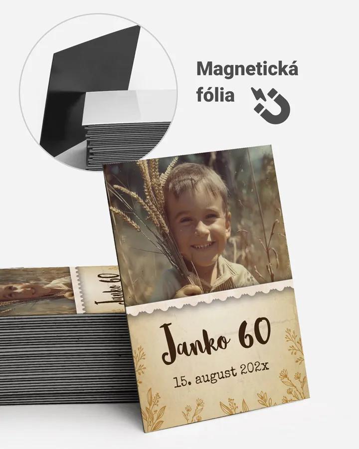 Pamätné magnetky z oslavy s fotkou - Vintage kvety