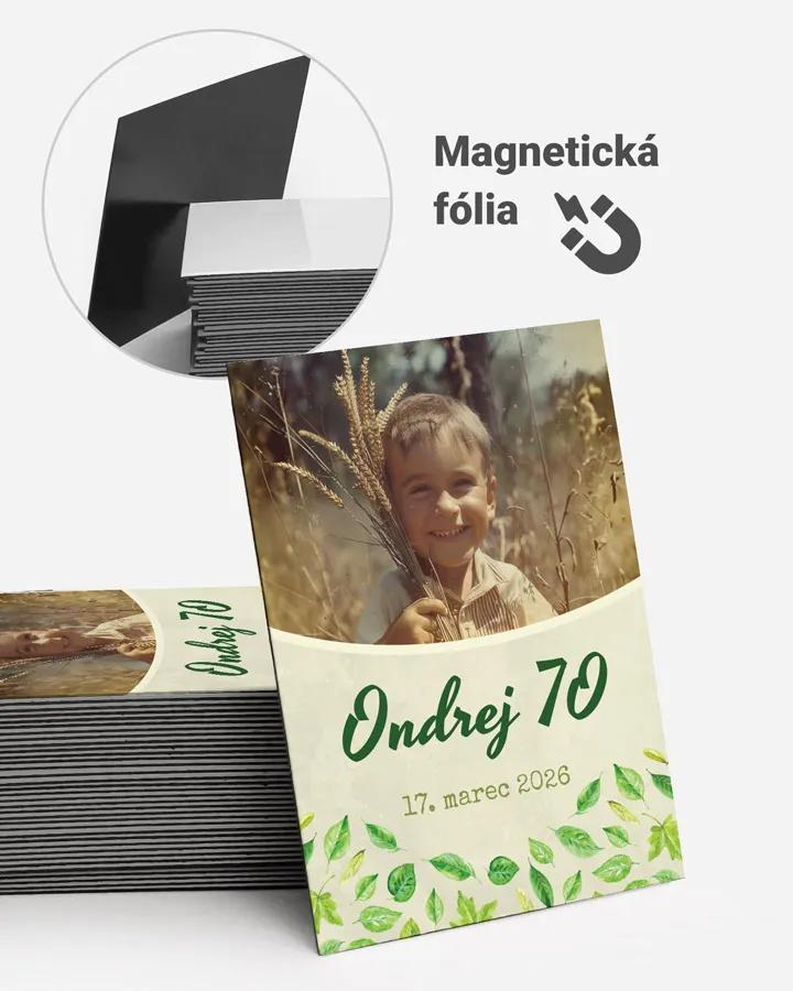 Pamätné magnetky z oslavy s fotkou - Zelené listy