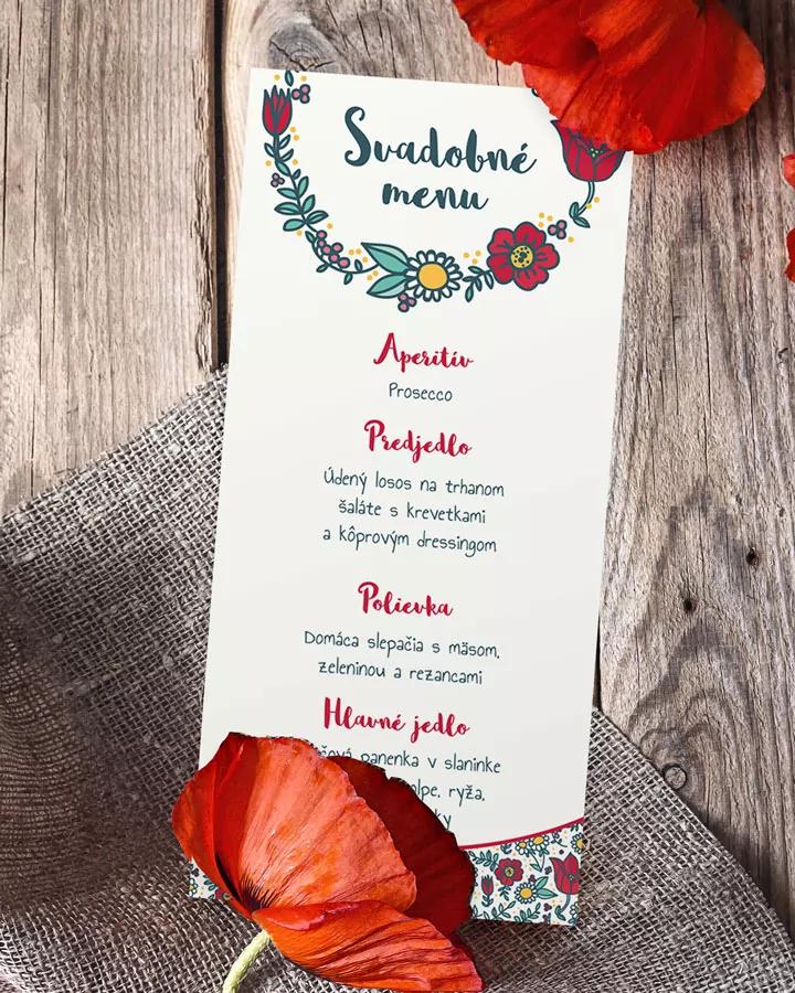 Svadobné menu - Kreslené poľné kvety 05 1/2