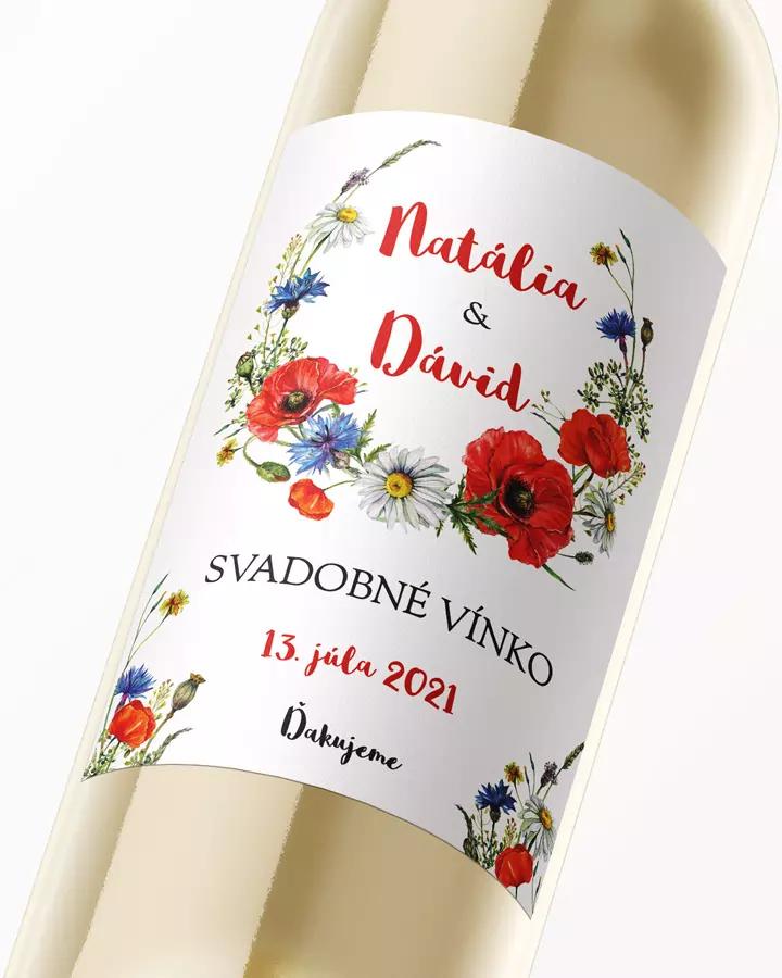 Svadobné etikety na víno / pálenku Pestré poľné kvety 05 2/3