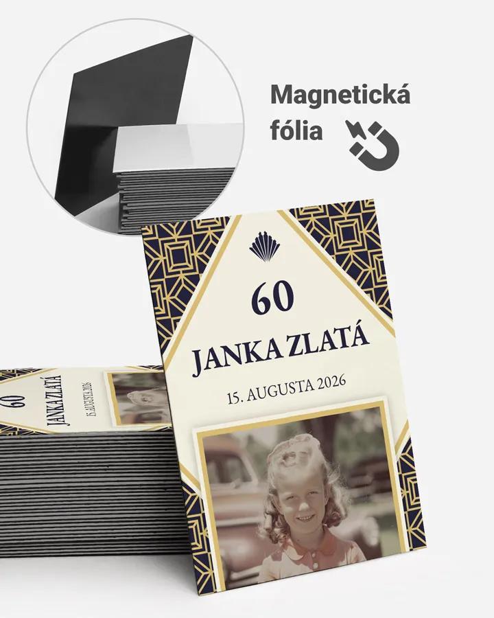 Pamätné magnetky z oslavy s fotkou - Art Deco 02