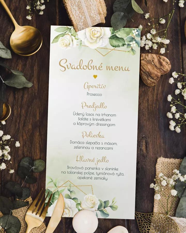 Svadobné menu - Biele ruže