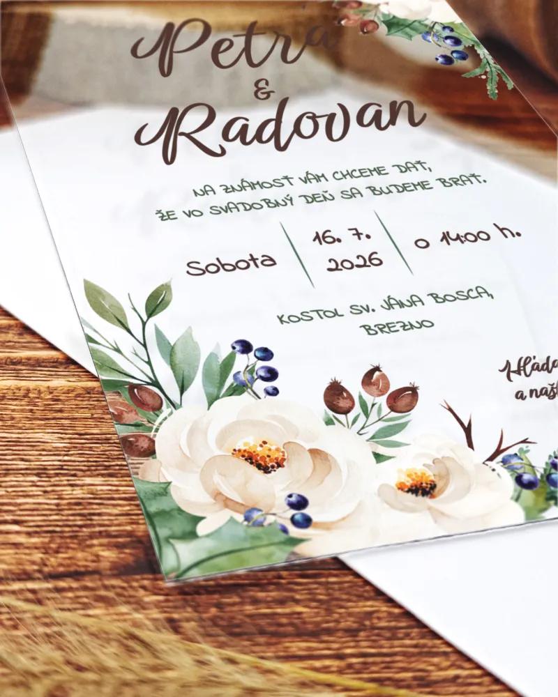 Transparentné svadobné oznámenia Lesné plody 01 1/2
