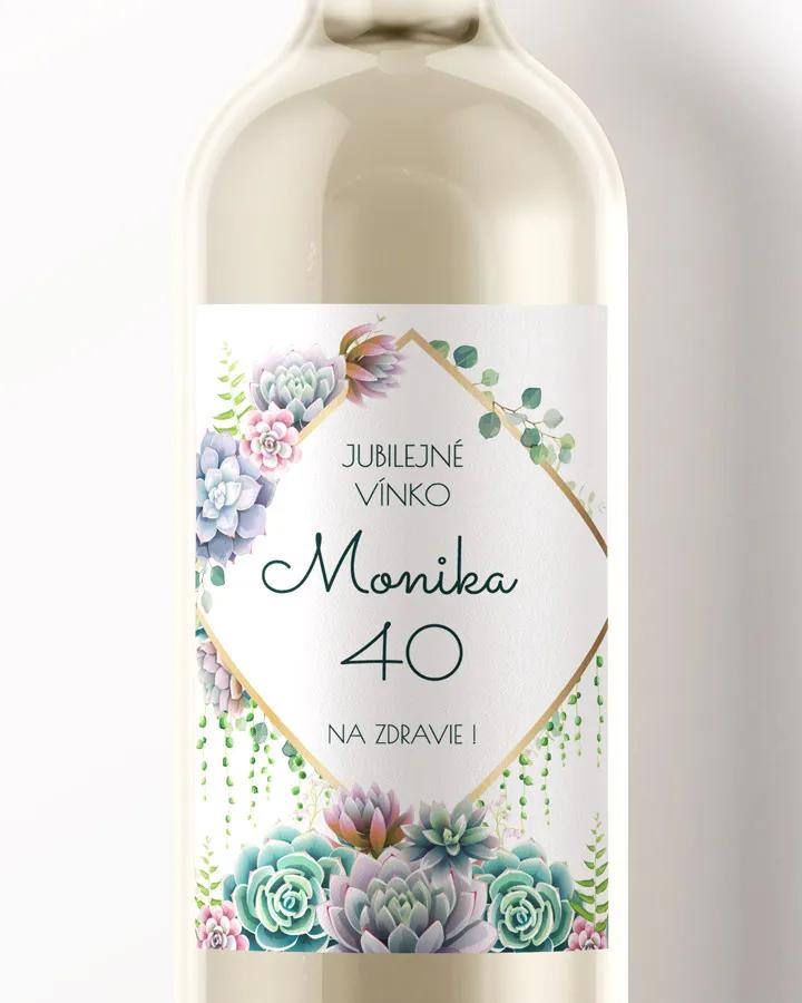Etikety na víno / pálenku motív Sukulenty