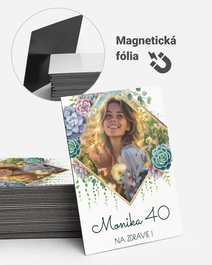 Pamätné magnetky z oslavy s fotkou - Sukulenty