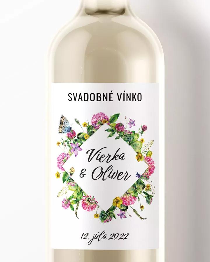 Svadobné etikety na víno / pálenku Poľné kvety 06