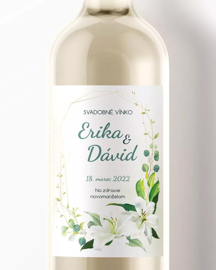 Svadobné etikety na víno / pálenku Biele ľalie