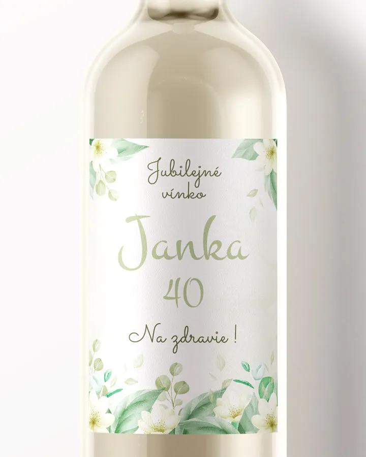 Etikety na víno / pálenku motív Biele kvietky