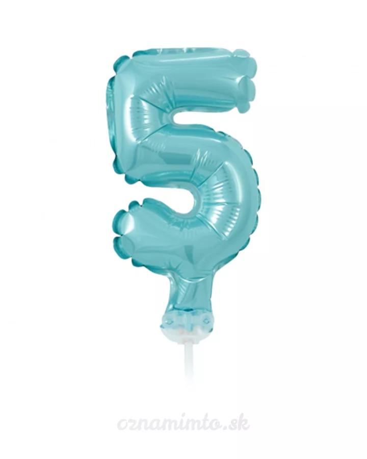 Zápich do torty balón číslo 5 svetlo modrý 13 cm