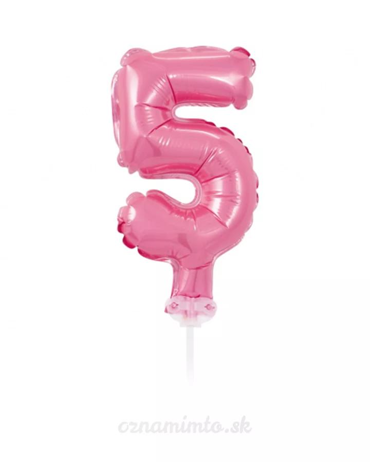 Zápich do torty balón číslo 5 svetlo ružový 13 cm