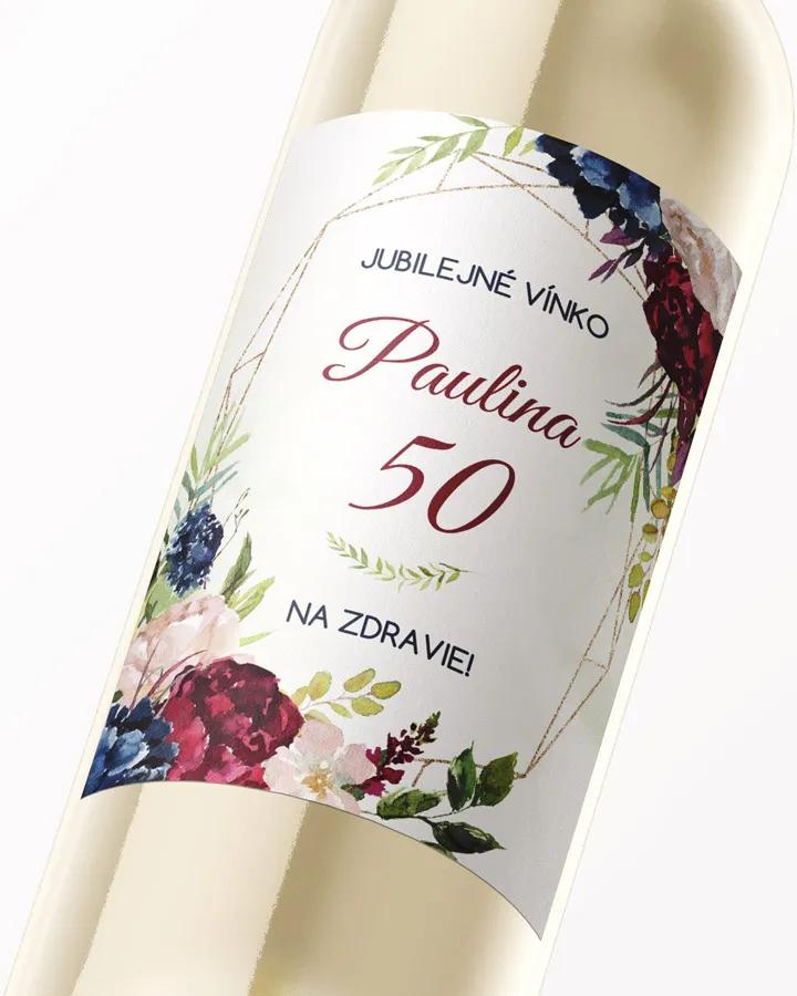 Etikety na víno / pálenku motív Burgundy ruže 1/3