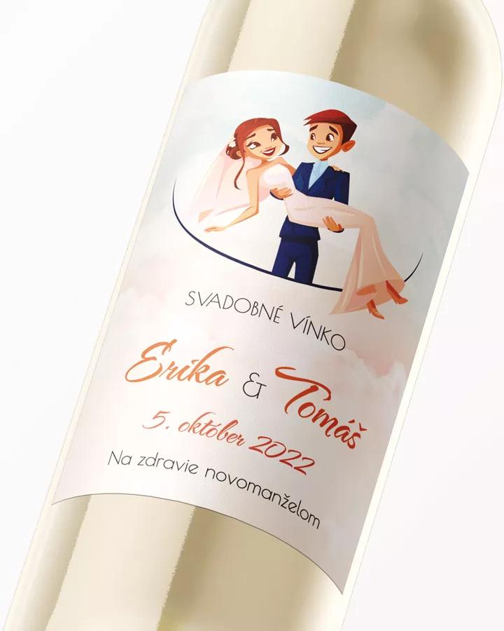 Svadobné etikety na víno / pálenku Zaľúbený pár 01 2/3