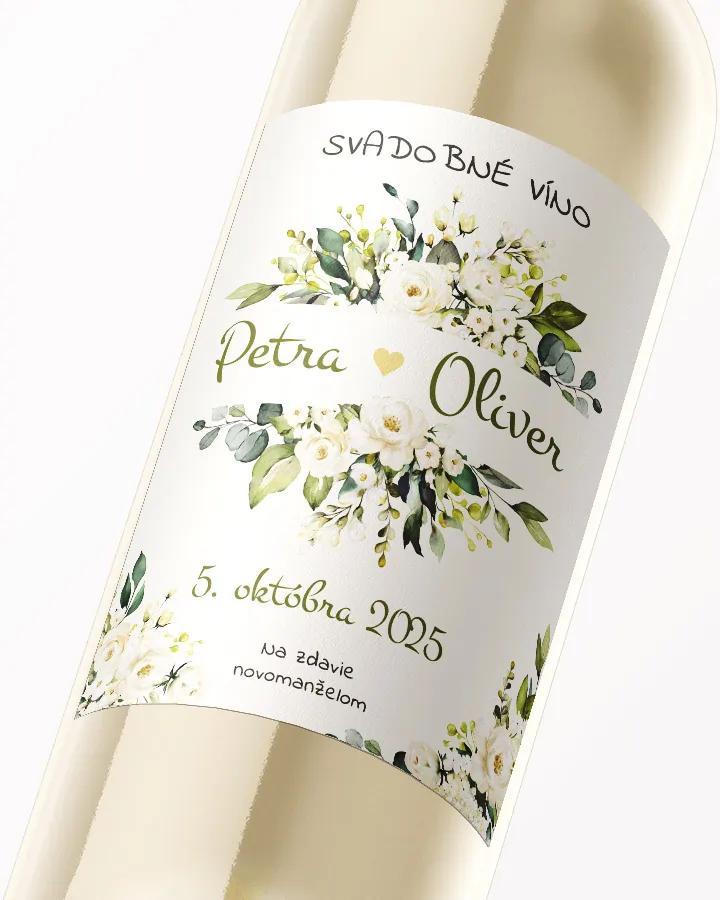 Svadobné etikety na víno / pálenku Biele ruže 05 2/3