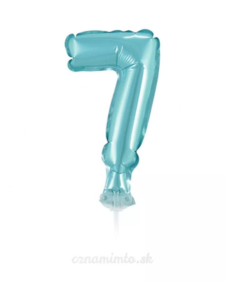 Zápich do torty balón číslo 7 svetlo modrý 13 cm